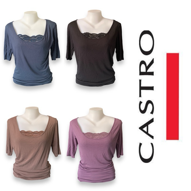 Castro (Castro) GC118 Áo thun cổ tròn nữ Rayon vải ống rộng