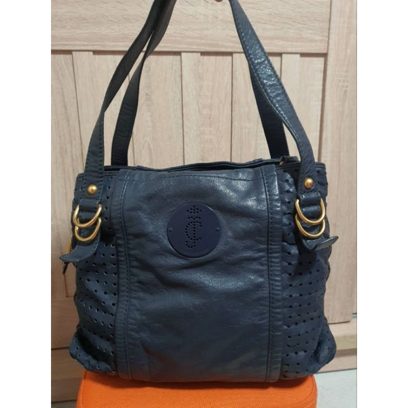 Túi da thật Juicy couture Thương hiệu Authentic Phim đẹp Phụ tùng vàng Lớp lót sạch Kích thước 11 in