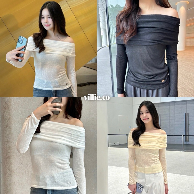 Villie Leila Top Off Vai Tay Dài Thương Hiệu Đóng Dấu Thông Tin Ký Hiệu Thép