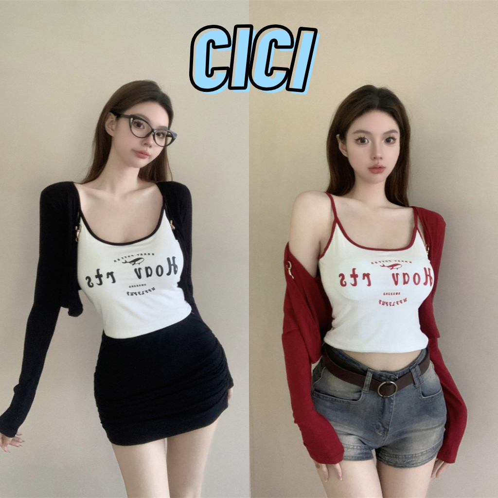 Giao hàng ngay Cici (KHÔNG. J779) Áo khoác dài tay với chi tiết in màn hình sang trọng Vải rất mềm m