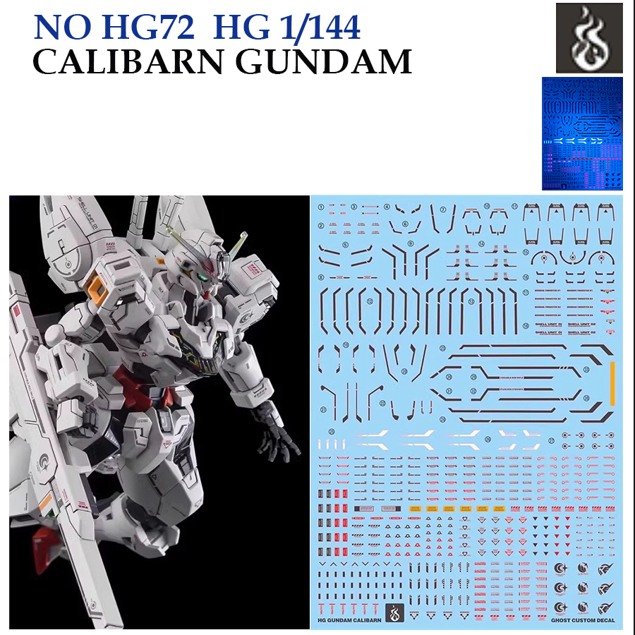 ❈ ้ ❈ [GHOST] HG 72 CALIBARN GUNDAM THE WITCH TỪ MERCURY HG 1 / 144 Decal Nước Huỳnh Quang HG72 GHG7
