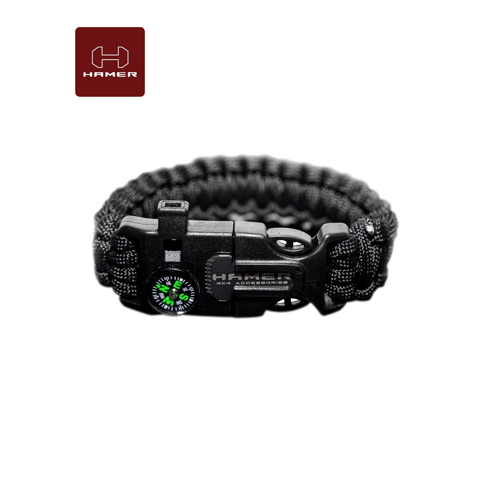 HAMER4x4 Hamer Dây Đeo Tay Paracord Vòng Tay Magiê Dính Với Lửa La Bàn Và Còi