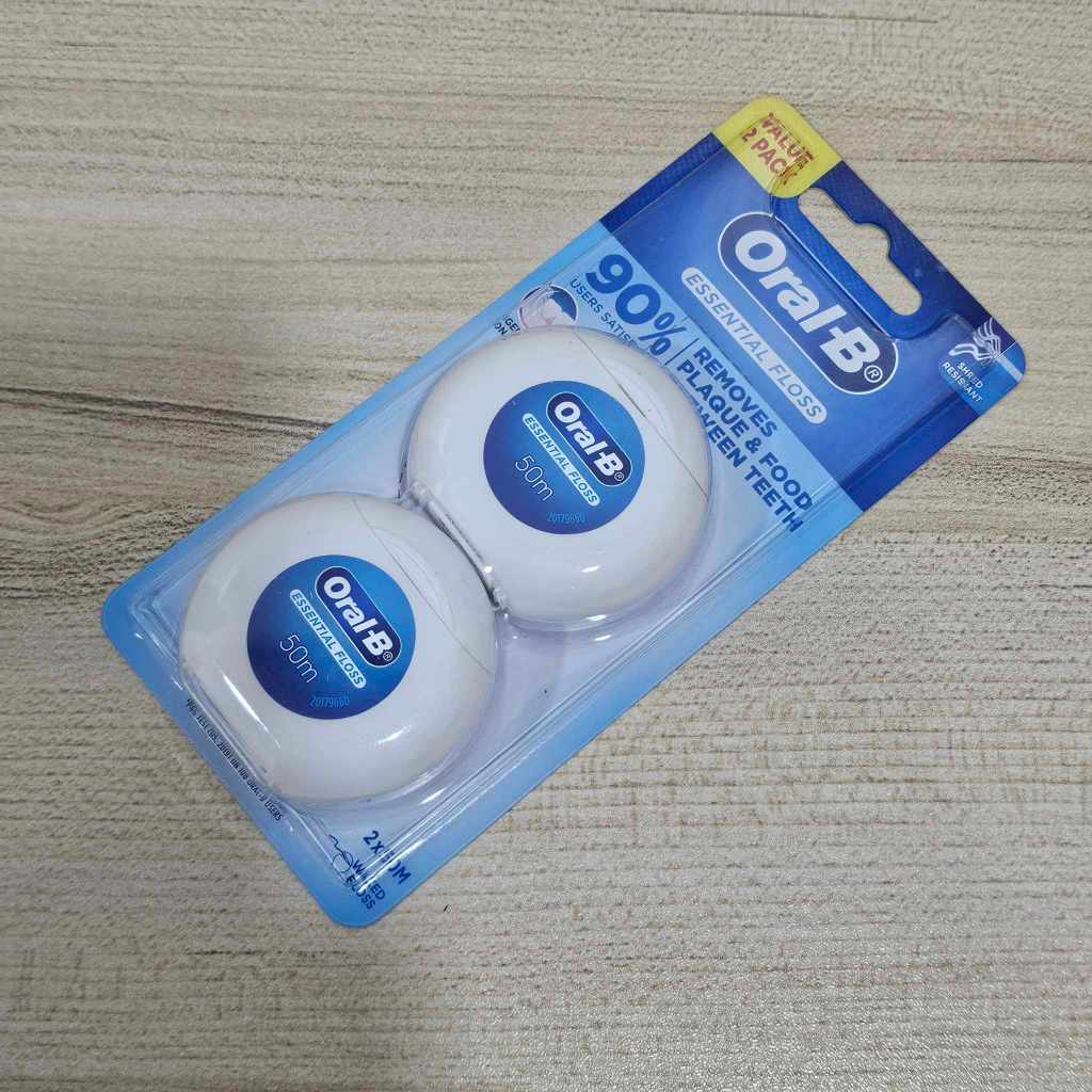 ORAL B (Gói 2) Oral-b Essential Floloss Nha khoa 50 mét x 2 miếng miệng b