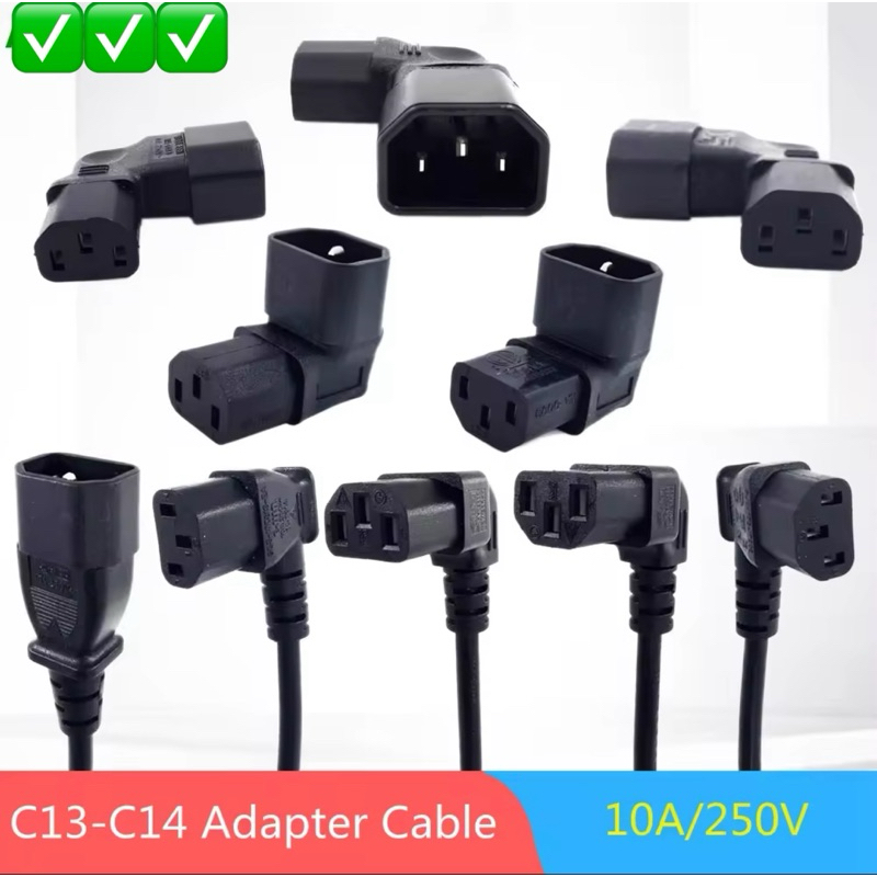 IEC 320 C13 Nữ C14 Nam PDU Dây Góc C13 Adapter