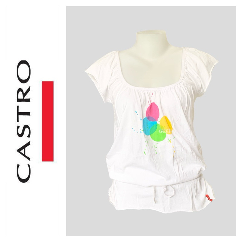Castro (Castro) GC138 Áo thun không tay cổ chữ U họa tiết in họa tiết màu xanh lá cây