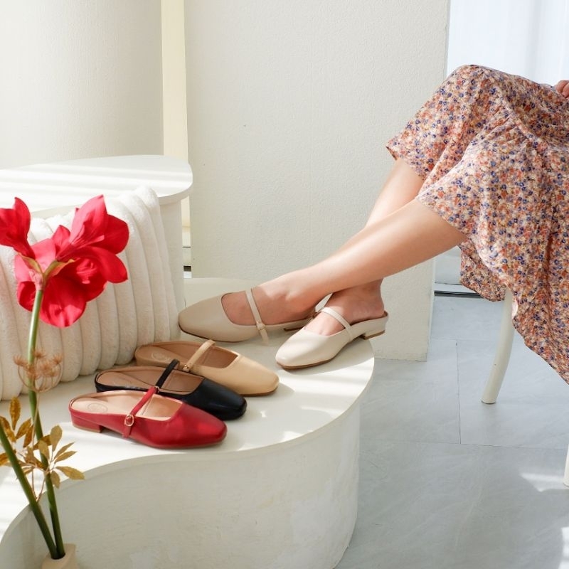 Giày đế bệt hở mũi Phong cách trượt Plus 1-2 kích cỡ Đế in hình Nhà D 'shoes Hoặc Đơn giản Thương hi