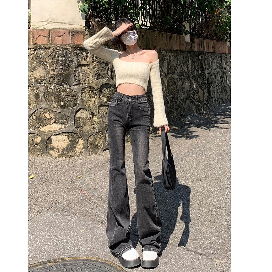 Quần Jean Cao Cấp Nữ Quần Dài Gợi Cảm Chân loe Màu Vintage 60195