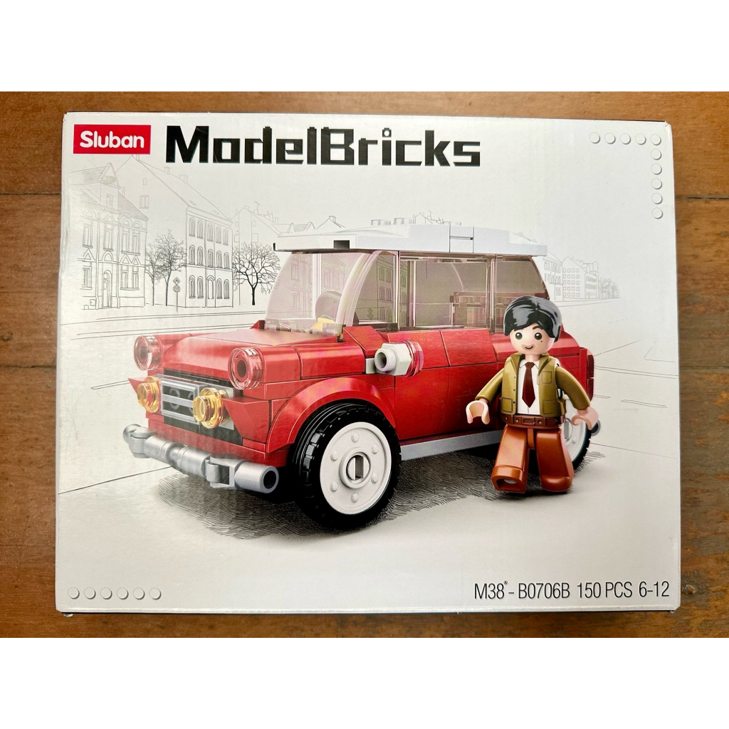 Khối xây dựng ô tô Lego AUSTIN MINI Thương hiệu SLUBAN đi kèm với 150 mảnh Mr. Hình đậu.
