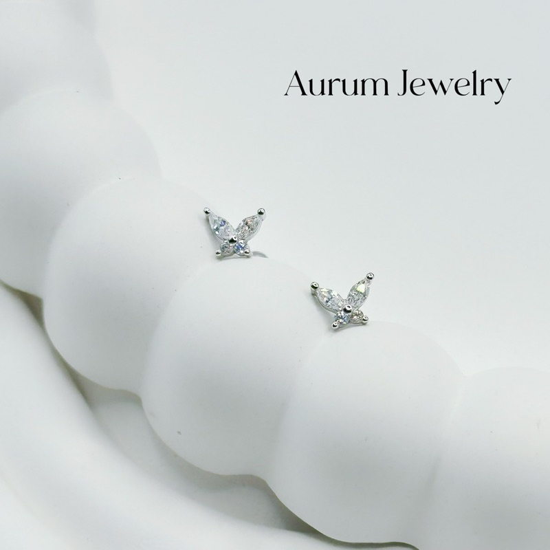 Trang sức Aurum: Bông tai bướm Mô hình bạc thật
