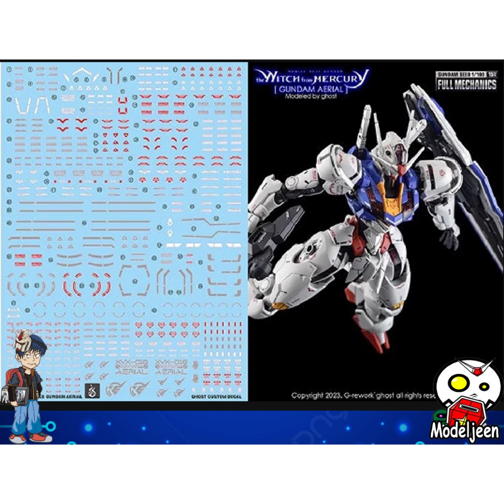 (Ghost Decal) Decal Nước 155 Full Mechanics1 / 100 Aerial Gundam
