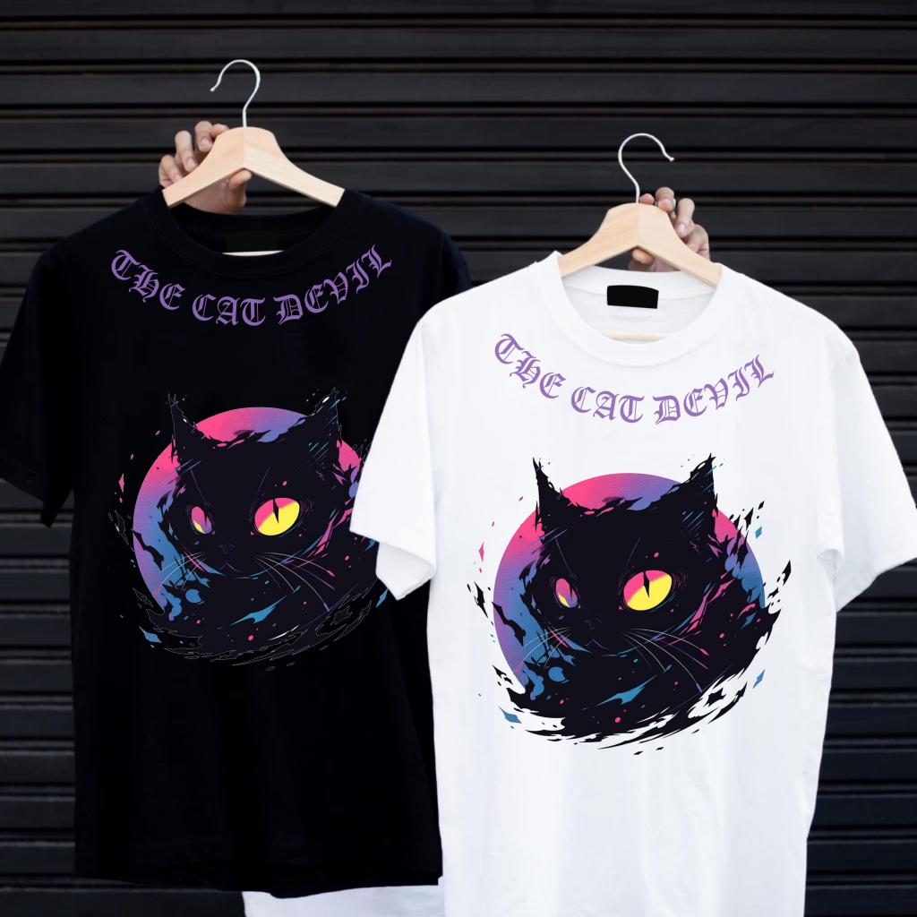 Áo thun in màn hình "THE CAT DEVIL" MICRO POLYESTER 1 Vải 1