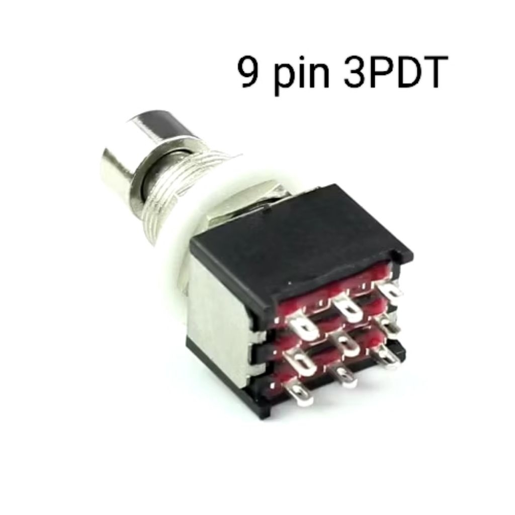 3PDT Mini switch 9 chân bật / bật Nhấn vào để tắt lớp Đài Loan
