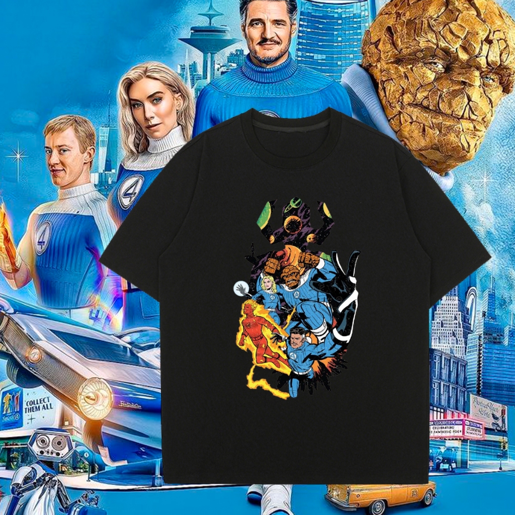 Áo Hoodie dài tay bốn tuyệt vời: Phim bước đầu tiên Gia đình lớn Pedro Pascal đóng áo thun Cotton Ri