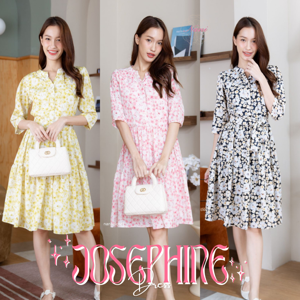 Váy Josephine Làm Việc Không Cần Sắt Cổ Trung Quốc Có Nút Hoa Váy Trọn Bộ Lót