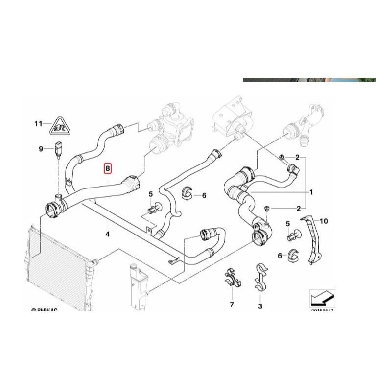 Ống Nước Dưới (Số 8) BMW Series 3 E46 316i 318i Động Cơ N42 N46