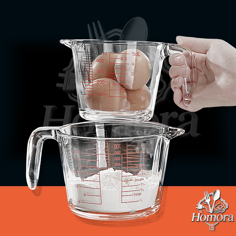 Cốc Đo Thủy Tinh Có Cân Có Tay Cầm Chịu Nhiệt Độ Cao Đồ Dùng Nhà Bếp Nướng Rõ Ràng 350cc 500cc 1000c