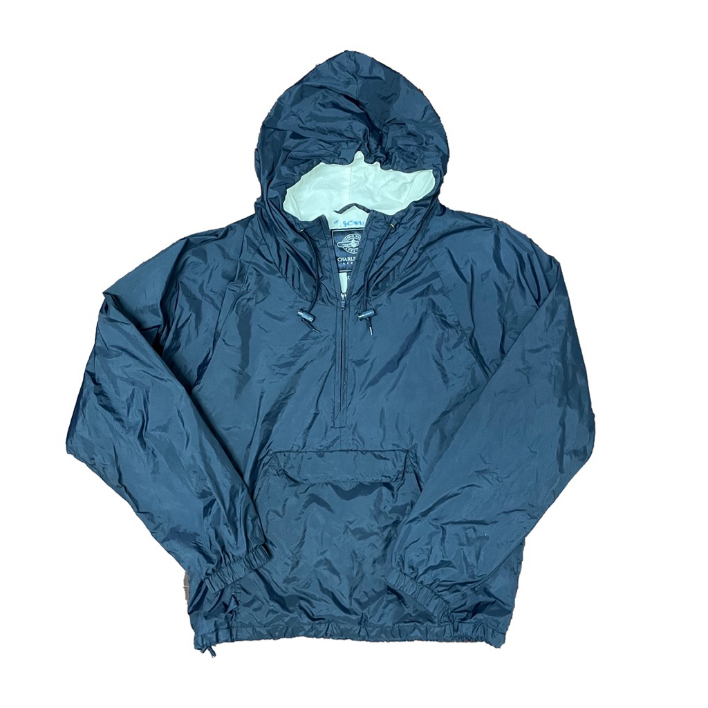 CHARLES RIVER ANORAK Áo sơ mi Nylon cổ điển tông màu xanh hải quân