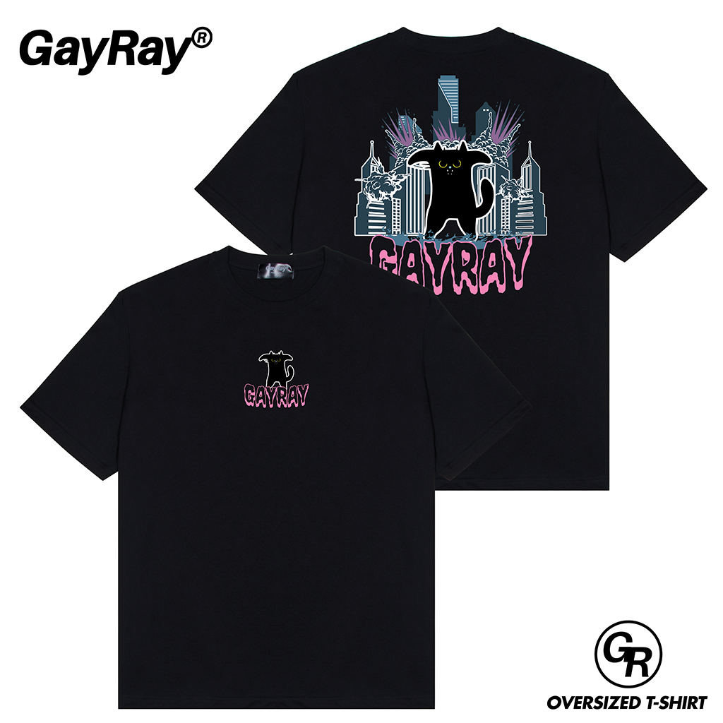 Áo Thun Quá Khổ Cotton 1 GayRay Cat city Oversize Nam Nữ Thời Trang Đường Phố