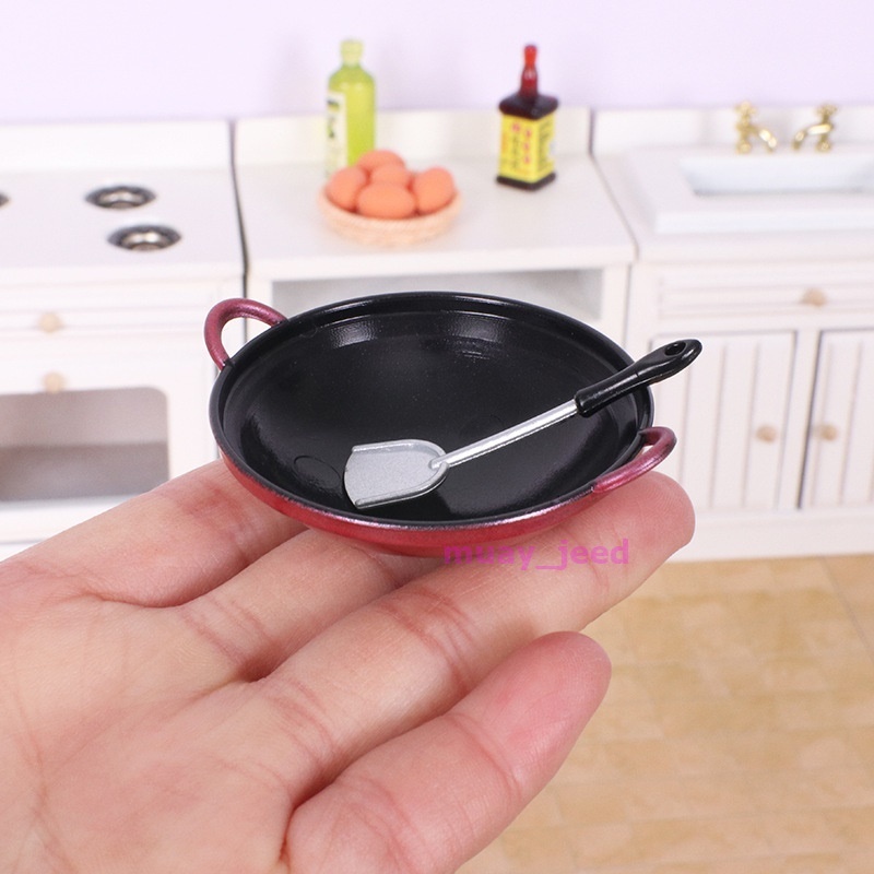 B198 Đồ chơi búp bê thu nhỏ Chảo rán + Thìa + Nhà búp bê trứng chiên