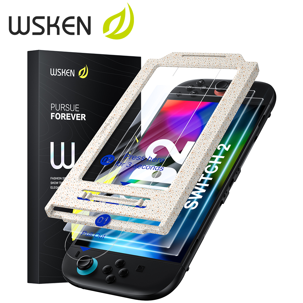 WSKEN Nintendo Switch 2 Phim Kính Cường Lực Màn Hình Chống Vỡ Xà Phòng Bong Bóng Trung Tâm Dễ Dàng L