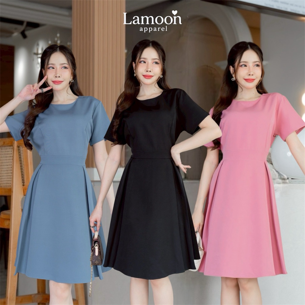 Grace Dress xếp li viền hồng hào Modish Label Wedding Cafe Set của Lamoon trang phục