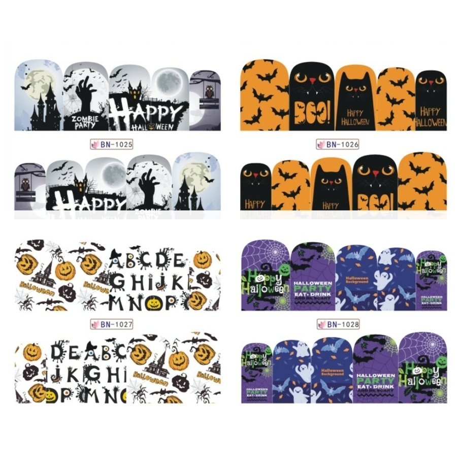 Móng Tay Hình Xăm Họa Tiết Halloween Ma Dễ Thương Hoạt Hình Lạ Mắt Đảng Deco Phụ Kiện Chống Đỡ
