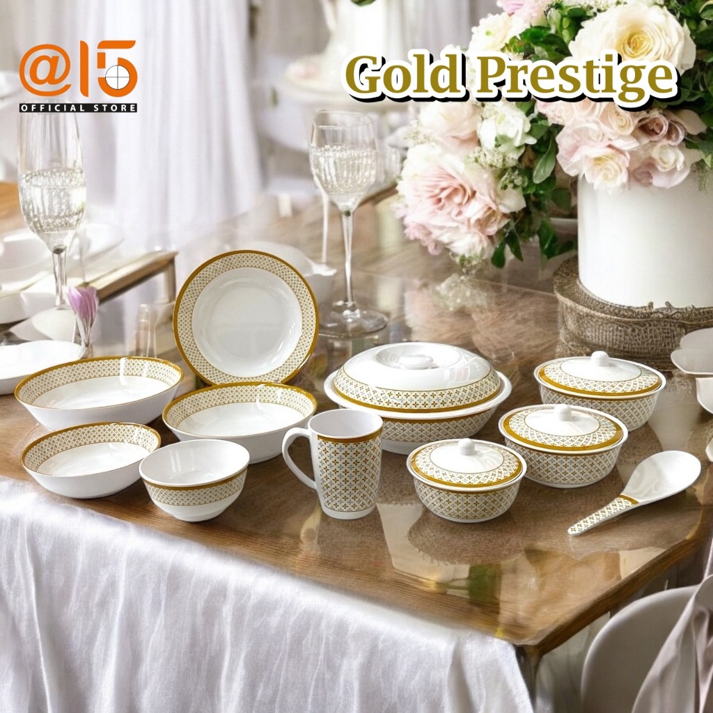 Melamine Plate-Bowl Superware Gold Prestige Pattern