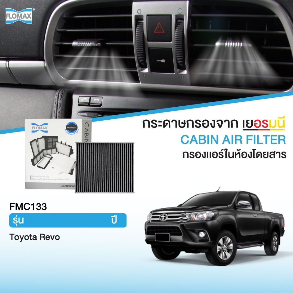 Bộ lọc không khí ô tô FLOMAX FMC133 trong mô hình Cabin Toyota Revo Fortuner