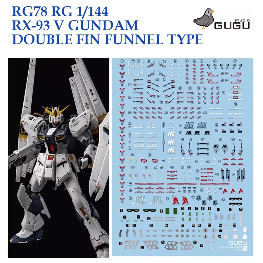 ❈ ้ ❈ [GUGU STUDIO] RGJD078 RG78 RX 93 V GUNDAM DOUBLE FIN FUNNEL LOẠI GUNDAM RG 1 / 144 DECAL RGUD 