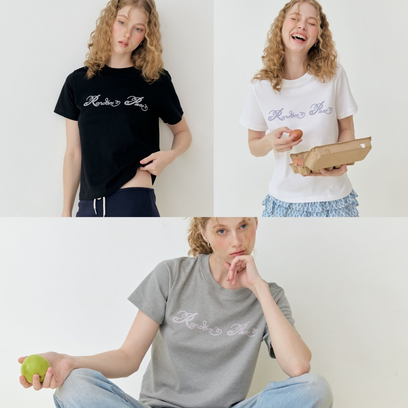 Rand0m piece-Rand0m Dot Logo Crop tee Polka In Áo Thun unisex