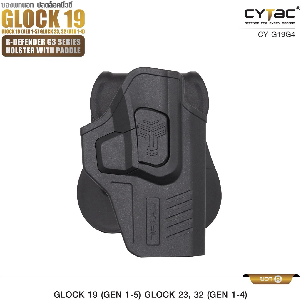 Bao da ngoài Chỉ số phát hành ngón tay Cytac Glock19 17 26 43 / Sig320 365 / Baretta92 PX4 / 1911 5 