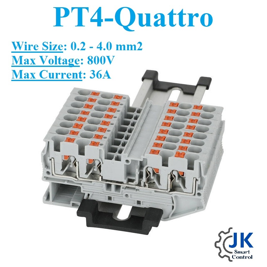 Khối đầu cuối loại đẩy dây dẫn 4 chiều PT4-Quattro: PT4-Quattro 4 chiều (800V / 36A)