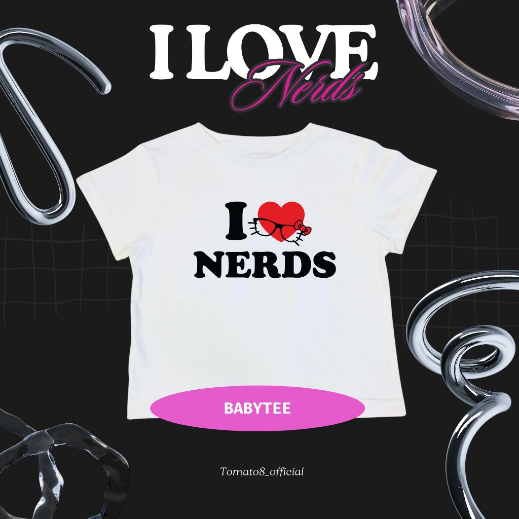 [Tomato8] -Baby tee Crop Top ️ I Love NERDS