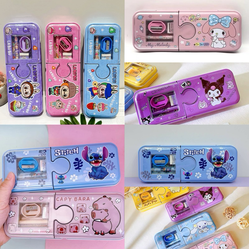 Bộ Hộp Bút Chì Sắt 2 Lớp Họa Tiết Hoạt Hình Kích Thước 21.5 x 8 x 3 Centimeter 240
