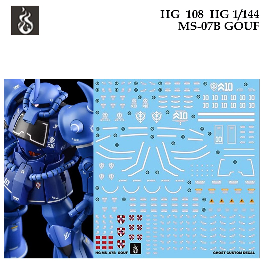 DECAL NƯỚC [GHOST] HG 108 s 1 / 144 MS-07B GOUF GUNDAM SLIDE HG108