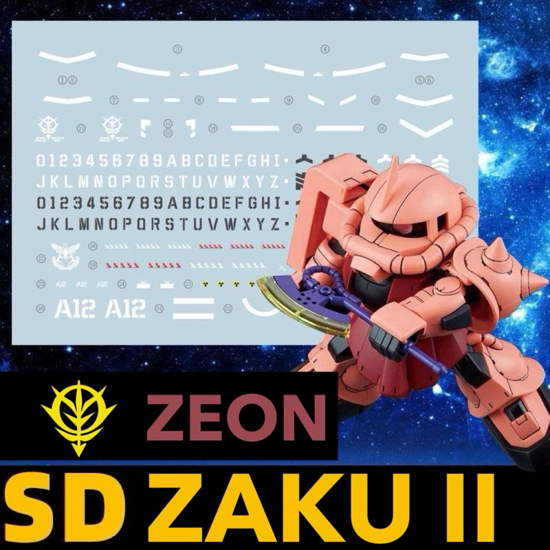 Water DECAL UC SD ZAKU II CHAR AZNABLE Blacklight Glow