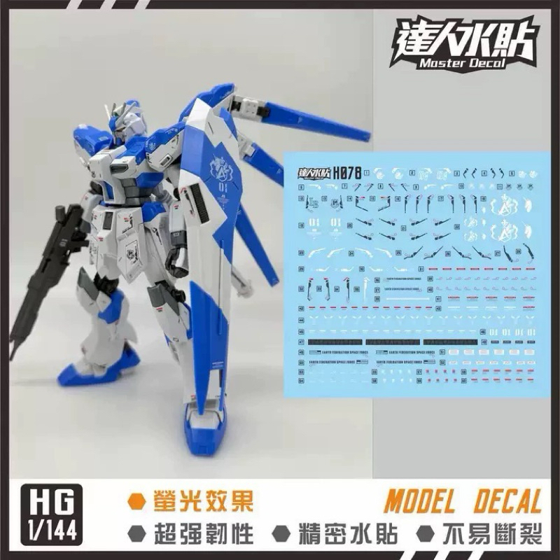 ️ Water DECAL DL HG 078 1 / 144 HI-NU GUNDAM Blacklight Glow