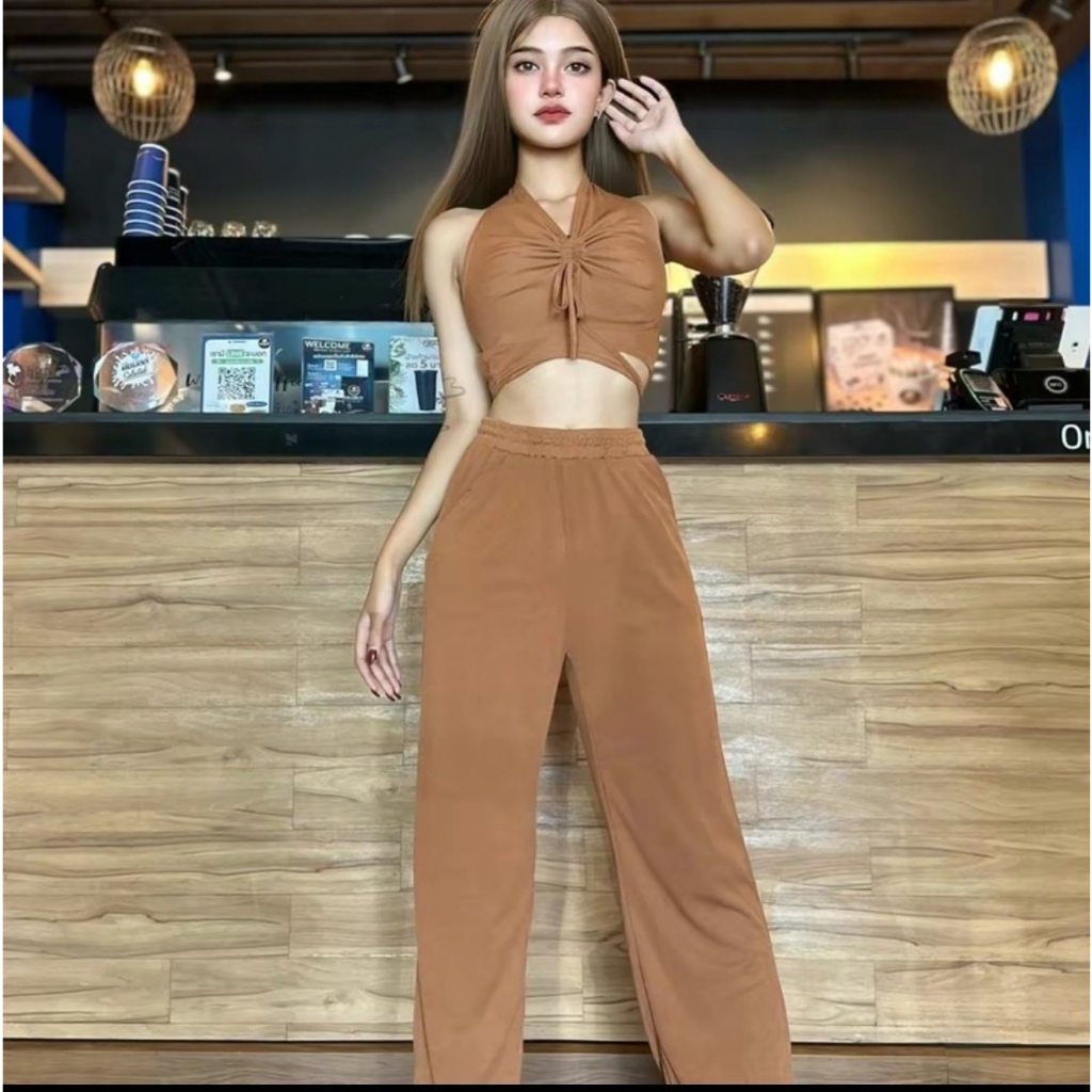 Emma _ clothing Hàng Ngày Mã Giảm Giá Lớn COD Bộ Thời Trang Nữ Áo Sơ Mi + Quần Hình Dạng Đẹp Vải Rất