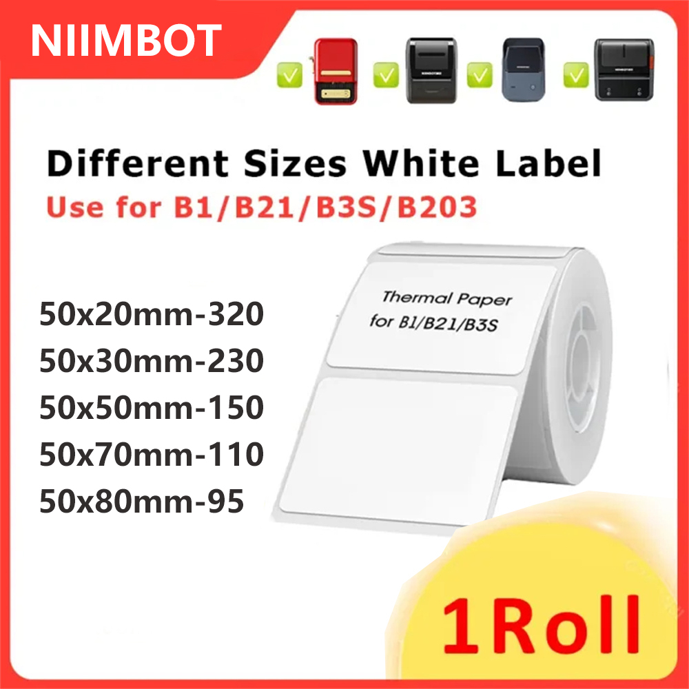 Niimbot 1 Cuộn B1 / B21 / B3S Nhãn Dán Chống Dầu Chống Thấm Nước Màu Trắng Không Keo Giấy Dư Lượng C
