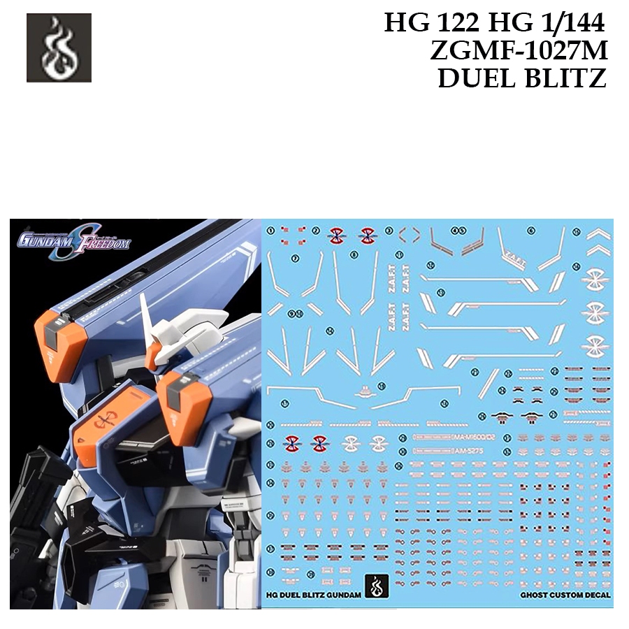 DECAL NƯỚC [GHOST] HG 122 s ZGMF-1027M DUEL BLITZ GUNDAM 1 / 144 SLIDE HG122
