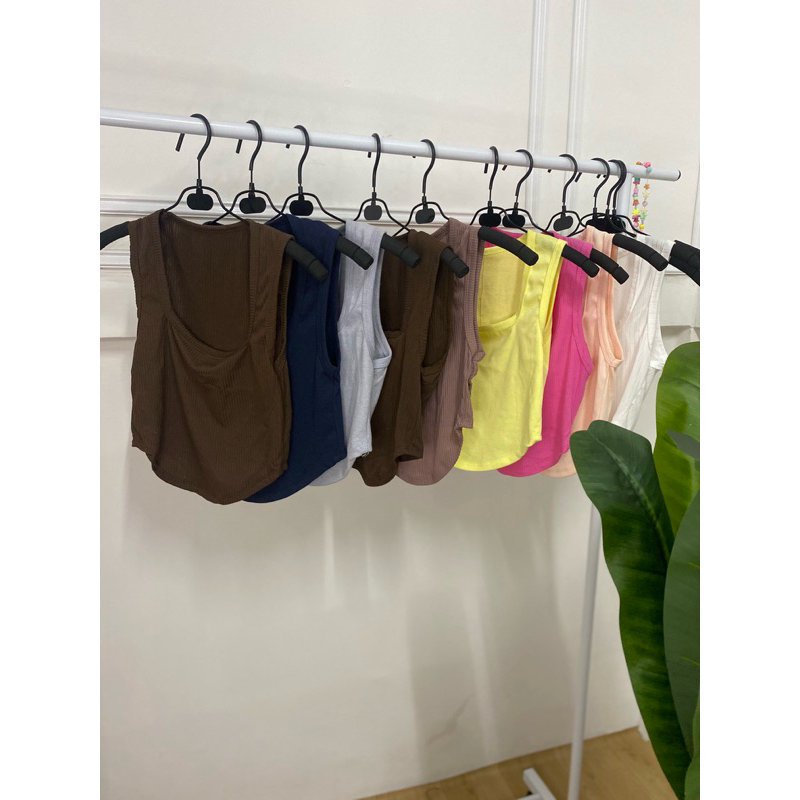 Áo Crop Top cổ vuông Free Size F Choose The Color (KC)