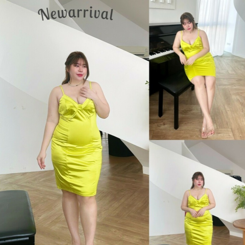 Plus Size Spaghetti Dây Đeo Đầm Cho Nữ Mũm mĩm R2032