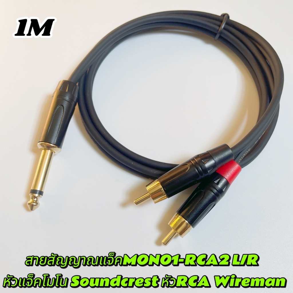 Cáp Tín Hiệu Mono Jack 1-RCA2 Đầu L / R 1 Đến RCA2 1 Mét