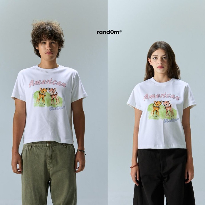 Rand0m piece-Deer Crop tee Áo thun unisex