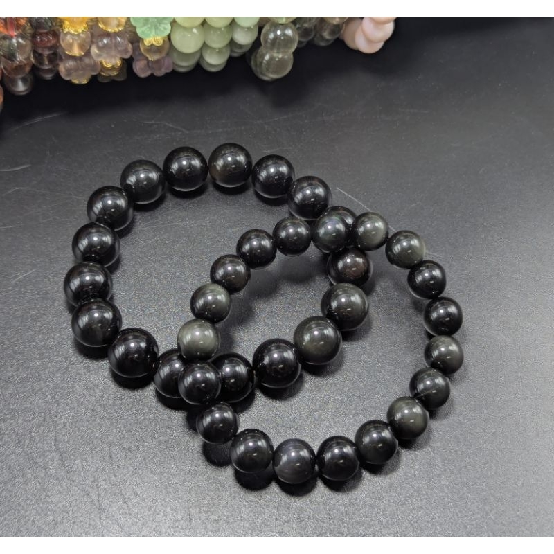 Vòng tay đá Obsidian cầu vồng "Làm bằng Obsidian"