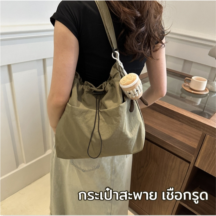 E _ items Túi vải Believe The Kaffir Lime Vai 2 ngăn có thể gập lại Có 4 màu Size 38 * 31 * 9 Cm A35
