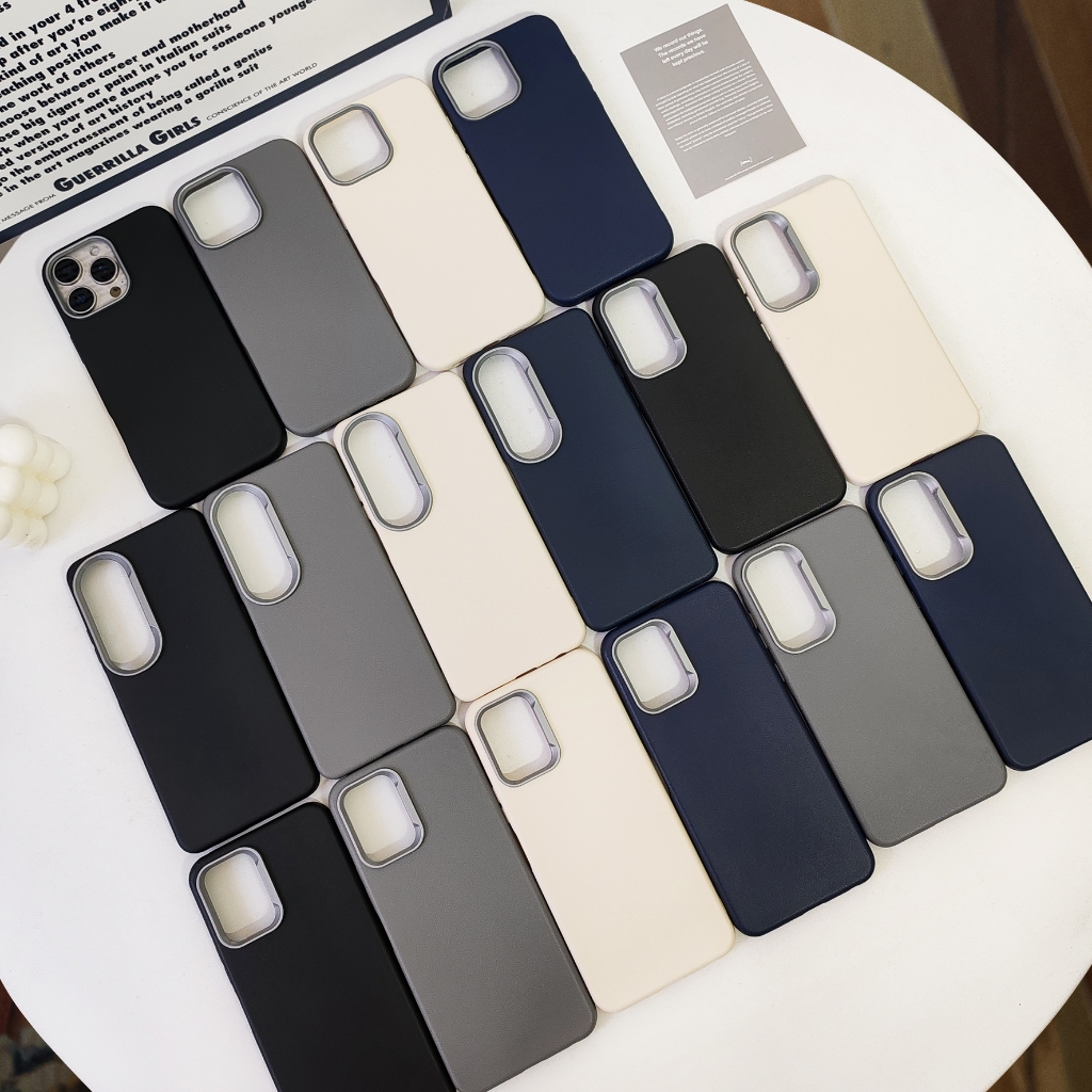 Ốp Da Màu Trơn Kim Loại Mềm Cạnh Camera OPPO A16 A17 A18 A3 A3X A57 A58 A60 A79 RENO12 RENO11F SAMSU