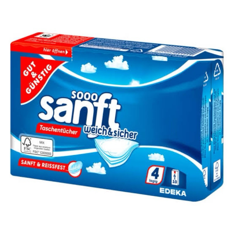 Ruột & súng sooo sanft weich sicher 4 loggi edeka Khăn giấy nhập khẩu 4 lớp dày mềm