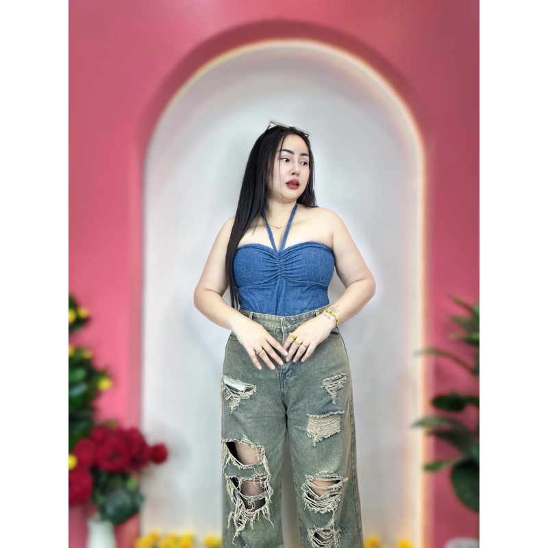 Áo Sơ Mi Nữ Plus Size Từ Cửa Hàng Bột Thời Trang Jisoo Jeans Ngực 34-40 Chiều Dài 23 Dây Cổ
