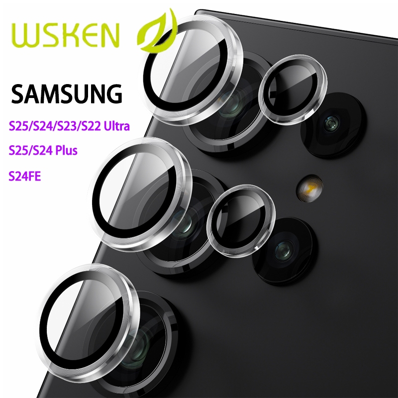 Mới WSKEN S25 Siêu Bảo Vệ Ống Kính Cho Samsung Galaxy S24 HD Camera Kim Loại Kính Cường Lực